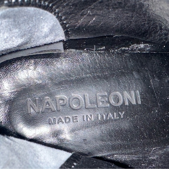 Napoleoni Black Quilted Leather Ankle Boots Pointy Square Toe Size 40 Like New! - Picture 9 of 9
